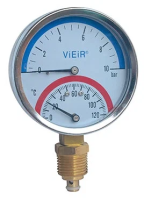 Термоманометр радиальный VIEIR 0-10 бар (1/50)