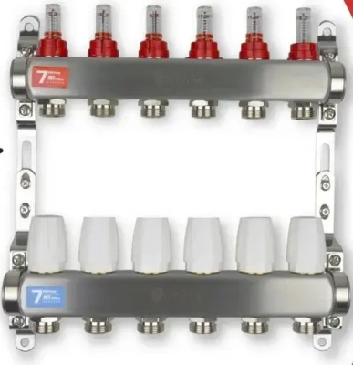  Коллекторная группа из нержавеющей стали в сборе с расходомерами без кранов  6 выходов VIEIR (1/5) купить в Воронеже