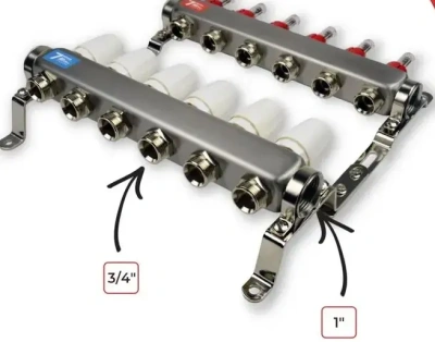  Коллекторная группа из нержавеющей стали в сборе с расходомерами без кранов  6 выходов VIEIR (1/5) купить в Воронеже