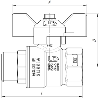  Кран шаровой LD,   3/4"  вр/нр , ручка-бабочка,    (1/80) купить в Воронеже
