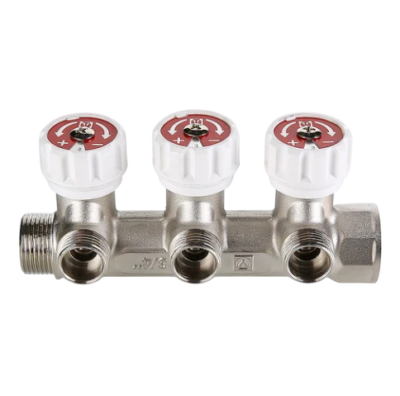  Коллектор VALTEC с регулировочными вентилями, 1"х3 вых. Евроконус 3/4" (на подающий трубопровод) (1/ купить в Воронеже