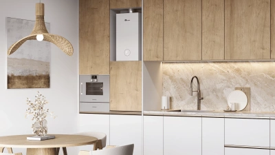  Газовый настенный котел двухконтурный E8 tempo GHD24W, 24 кВт, белая стеклянная панель купить в Воронеже