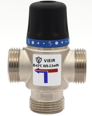  Клапан термостатический смесительный для Т.П. 35-60 гр. 1" н.р. KVS 2,5 VIEIR (1/30) купить в Воронеже